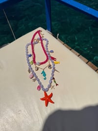 Marka Model Pembe Mor Boncuklu Charmlı Kolye