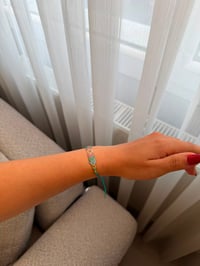 Mavi-Pembe Gold Boncuk Detaylı İp Bileklik