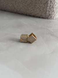 Özel Seri 14k Gold Baklava Dilim Taşlı Küpe