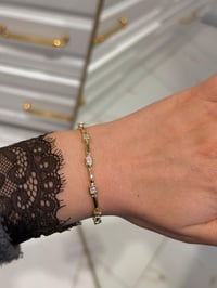 Özel Seri 14k Gold Sıralı Kare Taşlı Bileklik