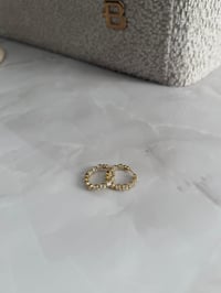 Özel Seri 14k Gold Sıralı Taşlı Halka Küpe
