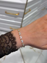 Özel Seri 14k Gold Sıralı Taşlı Kalp Model Bileklik