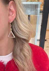 Özel Seri 14k Gold Üçgen Detaylı Taşlı Küpe
