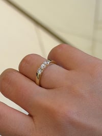 Özel Seri Yüzük 32 Gold Üç Taşlı Model