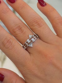 Özel Seri Yüzük 54 Silver Geometrik Desen Model 
