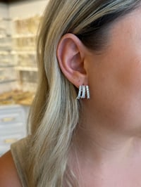 Silver Sıralı Baget  Taşlı Silver Küpe