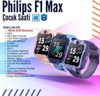  Philips Philips PHILIPSW2215AMAVI Distribütör  Philips F1 Max Çift Kameralı Akıllı Çocuk Saati Mavi