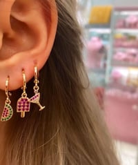 Bijoux Üçlü Dondurma,Karpuz Ve Kokteyl Küpe