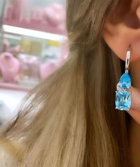 İthal Blue Drop Quare Küpe