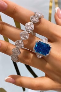 İthal Deep Blue Quare Yüzük