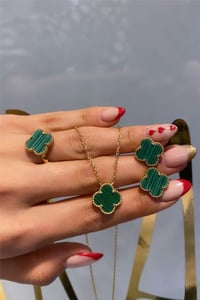 İthal Malachite Yonca Kolye