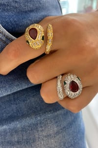 İthal Ruby Drop Snake Yüzük