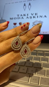 İthal Ruby Helezon Damla Küpe