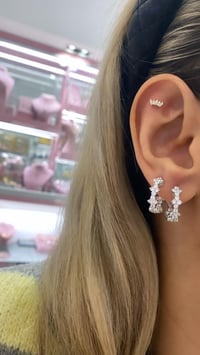 İthal Taşlı Clover Halka Küpe
