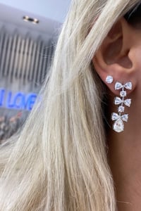 İthal Vip Seri Mozanite Fiyonk Drop Küpe