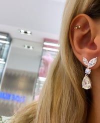 İthal Vip Seri Mozanite Markiz Damla Küpe