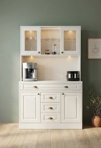 Kahve KöşesiAvm 24Mikel Masalı Beyaz Kahve Köşesi Led Aydınlatmalı %100 Mdf Ücretsiz Montaj 120*45*200