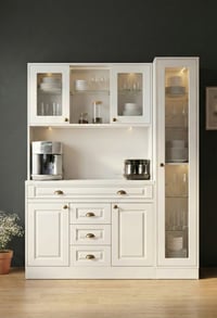 Kahve KöşesiAvm 24Mikel Masalı Beyaz Kahve Köşesi Led Aydınlatmalı %100 Mdf Ücretsiz Montaj 160*45*200