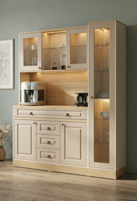 Kahve KöşesiAvm 24Mikel Masalı Meşe - Cappucino Kahve Köşesi Led Aydınlatmalı %100 Mdf Ücretsiz Montaj 160*45*200