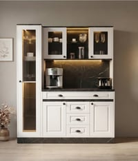 Kahve KöşesiAvm 24Mikel Masalı Siyah - Beyaz Kahve Köşesi Led Aydınlatmalı %100 Mdf Ücretsiz Montaj 160*45*200