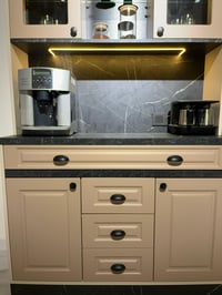 Kahve KöşesiAvm 24Mikel Masalı Siyah - Cappucino Kahve Köşesi Led Aydınlatmalı %100 Mdf Ücretsiz Montaj 200*45*200