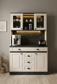Kahve KöşesiAvm 24Mikel Masalı Siyah - Fildişi Kahve Köşesi Led Aydınlatmalı %100 Mdf Ücretsiz Montaj 120*45*200