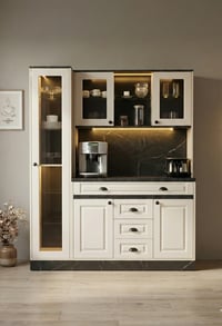 Kahve KöşesiAvm 24Mikel Masalı Siyah - Fildişi Kahve Köşesi Led Aydınlatmalı %100 Mdf Ücretsiz Montaj 160*45*200