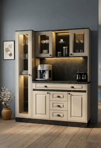 Kahve KöşesiAvm 24Mikel Masalı Siyah - Karamel Kahve Köşesi Led Aydınlatmalı %100 Mdf Ücretsiz Montaj 160*45*200