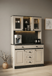 Kahve KöşesiAvm 24Mikel Masalı Siyah - Karamel Kahve Köşesi Led Aydınlatmalı %100 Mdf Ücretsiz Montaj 120*45*200
