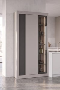Kahve KöşesiAvm 24Nero Vitrinli Kiler Dolabı 115 cm Montaj Dahil