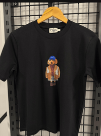  Köpek Baskılı Siyah Tshirt