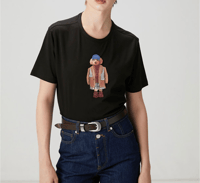  Köpek Baskılı Siyah Tshirt