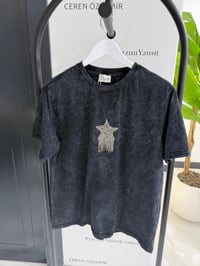 Antrasit Taş İşlemeli Tshirt