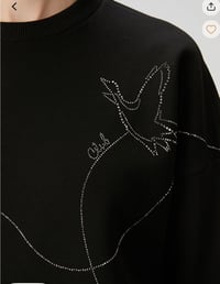 BCLUB SİYAH TAŞLI SWEATSHİRT