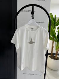BClub Taşlı Kuş Detaylı Beyaz Tshirt