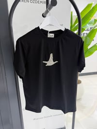 BClub Taşlı Kuş Detaylı Siyah Tshirt