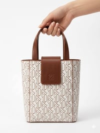 Beyaz / Kahve Monogram Çanta