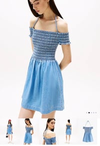 Boyundan Bağlamalı Denim Elbise(Tulum)