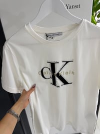 Ck Ön Logo Detaylı Beyaz Tshirt