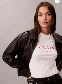 Ck Yazı Detaylı Beyaz Tshirt 