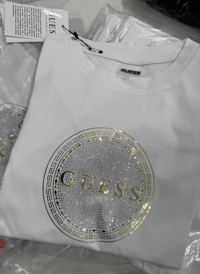 Gue Gold Taş Detaylı Beyaz Tshirt