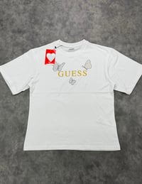 Gue Kelebek Taş İşlemeli Logo Tshirt