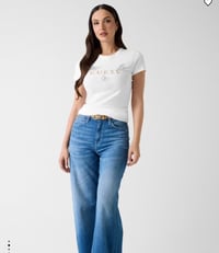 Gue Kelebek Taş İşlemeli Logo Tshirt