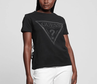 Gue Siyah Baskı Detaylı Tshirt