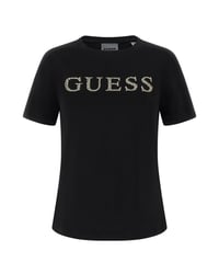 Gue Siyah Taş Yazı Detaylı Tshirt