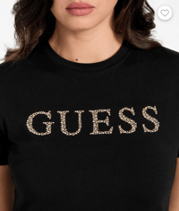 Gue Siyah Taş Yazı Detaylı Tshirt
