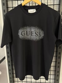 Gue Yazı Taş Detaylı Siyah Tshirt