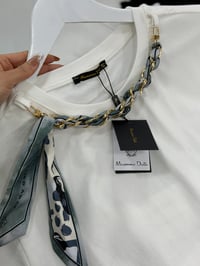 Massi Fular Detaylı Beyaz Tshirt
