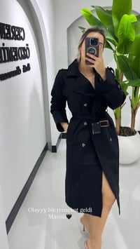 Massiii Siyah Premium Trençkot