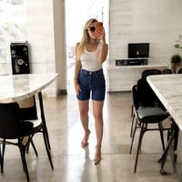 Premium Koyu Denim Şort